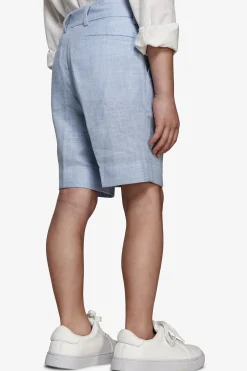 KIDS Light blue linen blend pleated Bermuda shorts