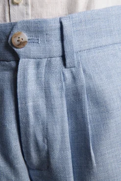 KIDS Light blue linen blend pleated Bermuda shorts