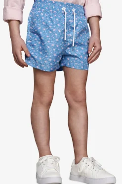 KIDS Light blue micro floral swim trunks