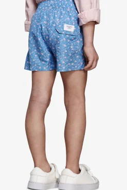KIDS Light blue micro floral swim trunks