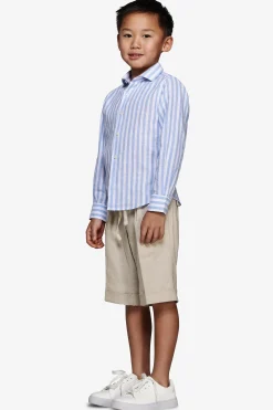 KIDS Light blue striped linen blend shirt