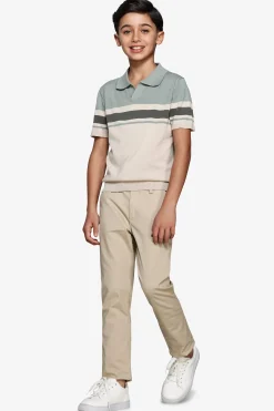 KIDS Light green striped knit polo
