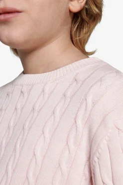 KIDS Pink braided crewneck sweater