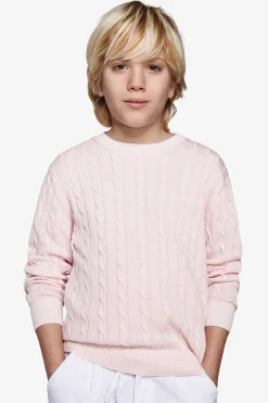 KIDS Pink braided crewneck sweater