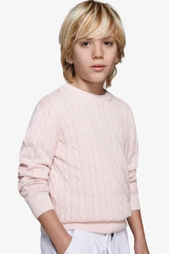KIDS Pink braided crewneck sweater