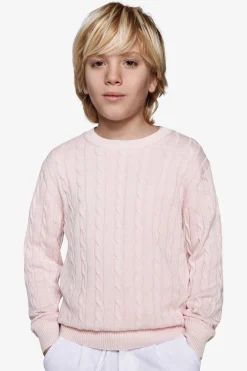 KIDS Pink braided crewneck sweater