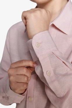KIDS Pink relaxed linen blend shirt