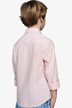 KIDS Pink relaxed linen blend shirt