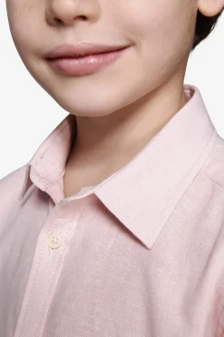 KIDS Pink relaxed linen blend shirt