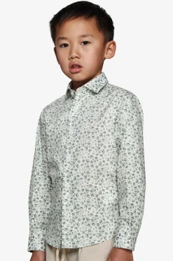 KIDS Sage floral pattern shirt
