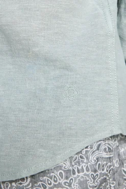 KIDS Sage relaxed linen blend shirt