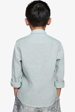 KIDS Sage relaxed linen blend shirt