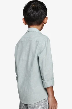 KIDS Sage relaxed linen blend shirt