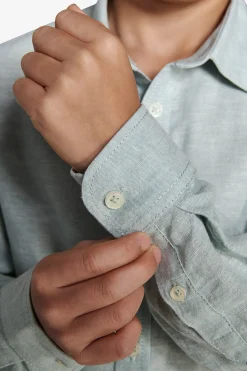 KIDS Sage relaxed linen blend shirt