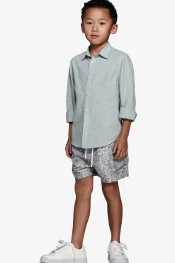 KIDS Sage relaxed linen blend shirt
