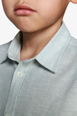 KIDS Sage relaxed linen blend shirt
