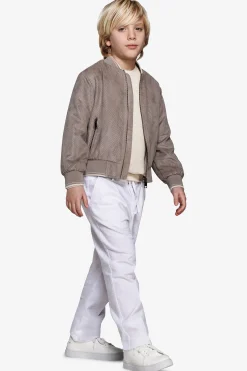 KIDS Taupe perforated ecosuede bomber jacket