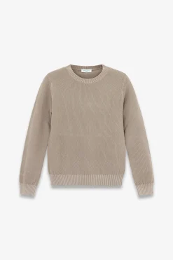 KIDS Taupe rice stitch crewneck sweater