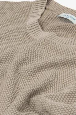 KIDS Taupe rice stitch crewneck sweater