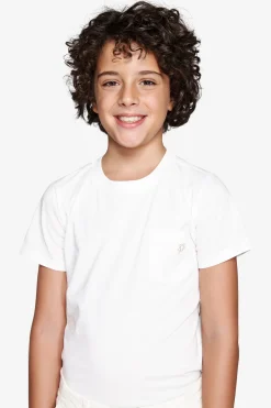KIDS white basic t-shirt with pocket