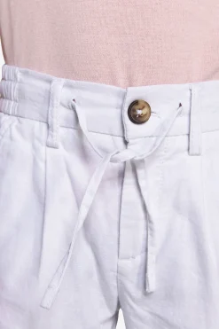 KIDS White linen blend drawstring pants