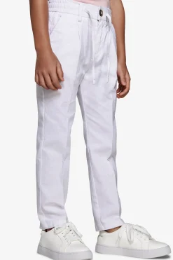 KIDS White linen blend drawstring pants