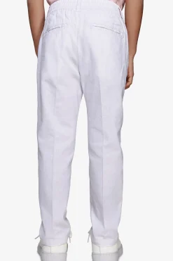 KIDS White linen blend drawstring pants