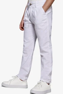 KIDS White linen blend drawstring pants