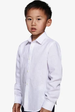 KIDS White relaxed linen blend shirt
