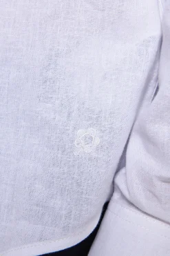 KIDS White relaxed linen blend shirt