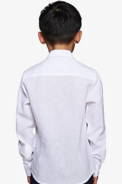 KIDS White relaxed linen blend shirt