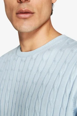 Light blue braided crewneck sweater