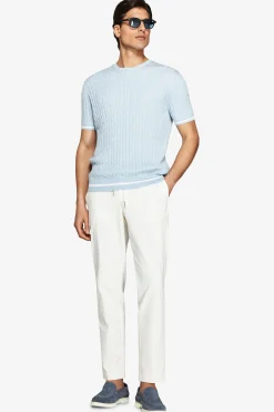 Light blue braided crewneck sweater