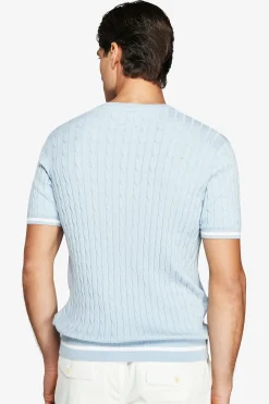 Light blue braided crewneck sweater