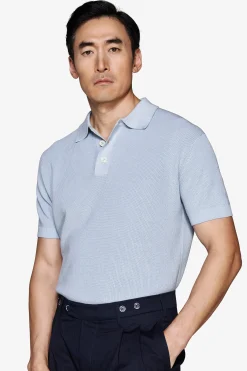 Light blue corn stitch polo shirt