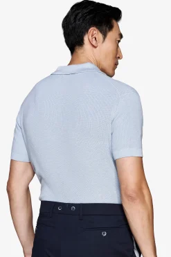 Light blue corn stitch polo shirt