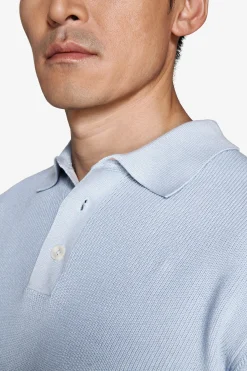 Light blue corn stitch polo shirt