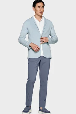 Light blue English rib knit blazer