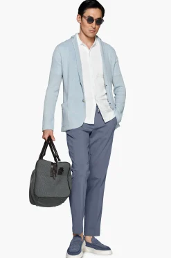 Light blue English rib knit blazer