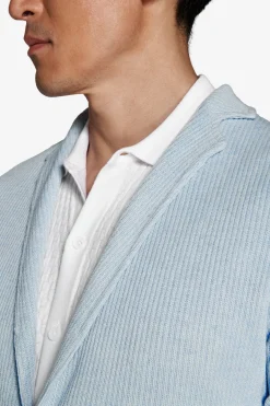 Light blue English rib knit blazer