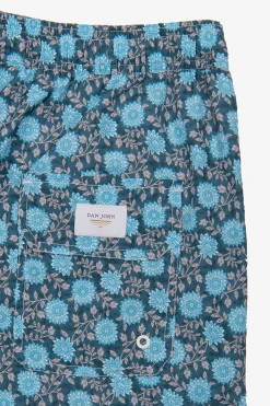 Light blue floral print swim trunks