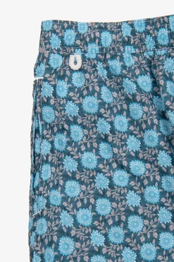 Light blue floral print swim trunks