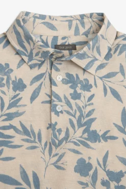 Light blue flower pattern piquet polo shirt