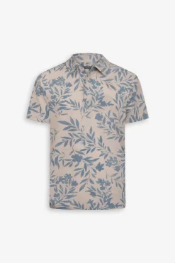 Light blue flower pattern piquet polo shirt