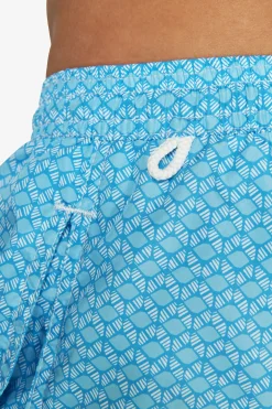 Light blue geometric print swim trunks
