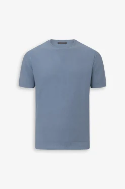 Light blue honeycomb knit t-shirt