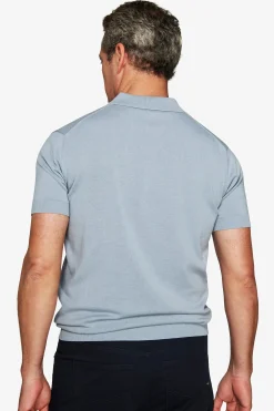 Light blue knit polo shirt