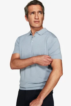 Light blue knit polo shirt