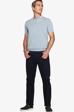 Light blue knit polo shirt