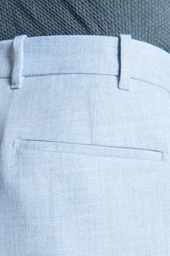 Light blue linen blend Bermuda shorts with pleats